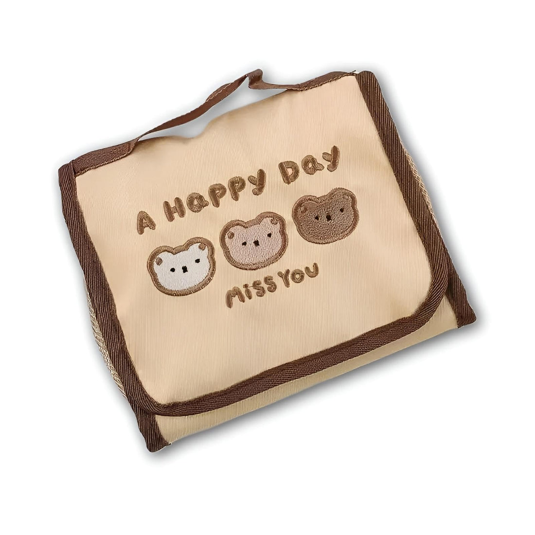 Makeup Organizer - Large waterproof cosmetic bag with internal dividers, soft velvet exterior in light brown, easy-clean lining for all beauty essentials.