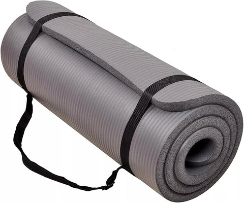 Premium 15mm Thick Yoga Mat with Carrying Strap – Non-Slip High-Density Exercise Mat for Yoga, Pilates, Stretching & Home Gym Workouts