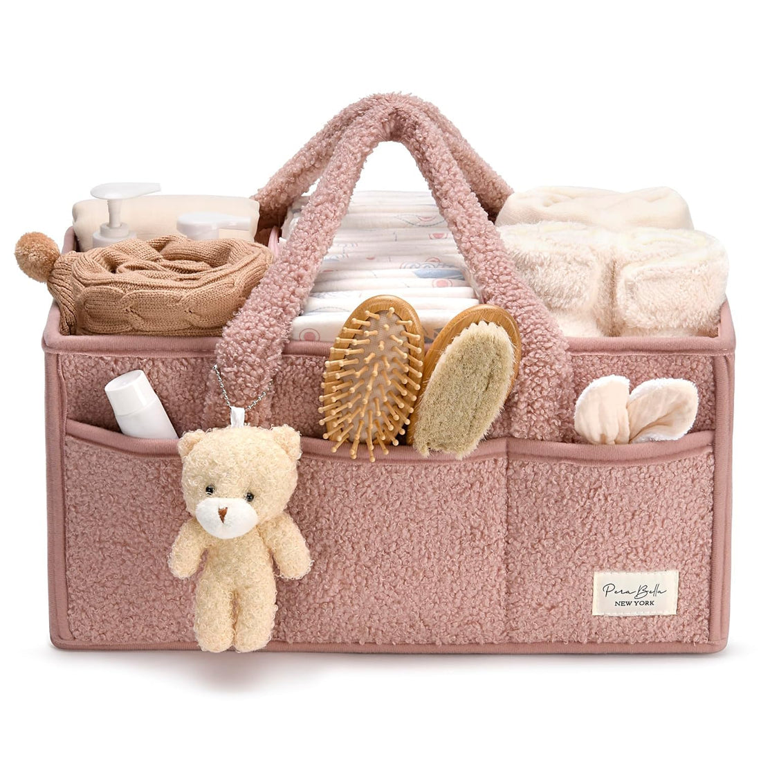 Baby Diaper Caddy Organizer for Changing Table, Baby Storage Basket, Gift for Baby Shower, Car Caddy Organizer, Nursery Diaper Organizer, Portable Diaper Storage (pink)