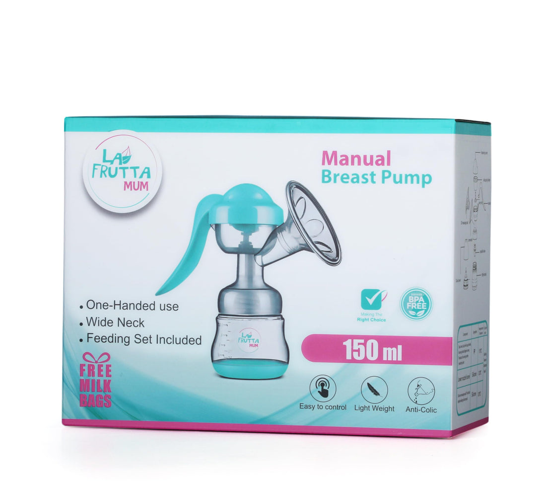 Wide Press Manual Breast Pump, Milk Pump, Soft & Gentle, Manual, BPA Free, Wide neck baby bottle 150 ml,Silicone nipple.