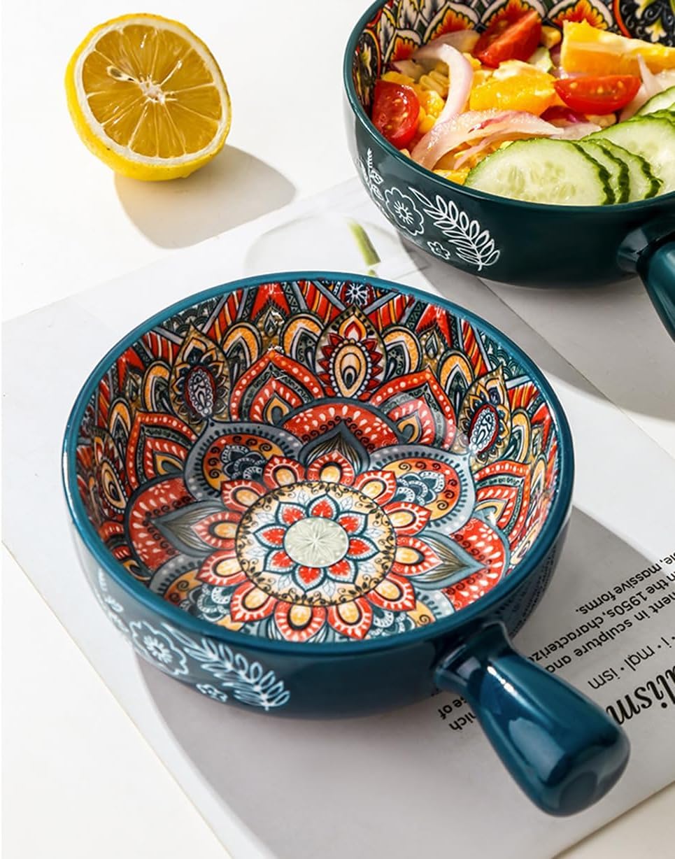 Porcelain Oven Safe Serving Dish with Handle Ceramic Casserole Bowl Heat Resistant Baking Pot for Soups Stews Pasta Roasts Elegant Kitchen Table Serveware Durable Design