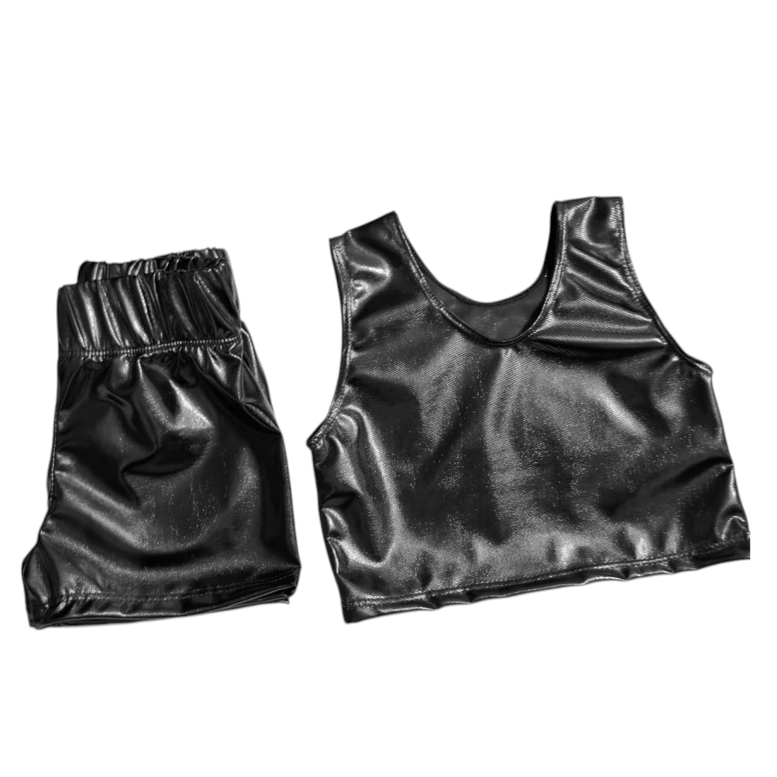 Leather Disco Lycra 2 Pieces Fit for Gymnastics Ballet Body Cat Shorts