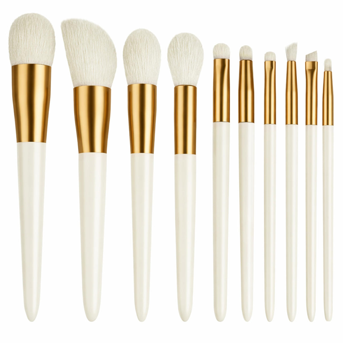 Makeup Brush Set With Bag - Professional Makeup Brushes, Set Of 10 Pieces, Soft Bristles, Foundation, Eyeshadow, Blending & Contouring Brushes, Beauty Tools, For Women & Girls (White)