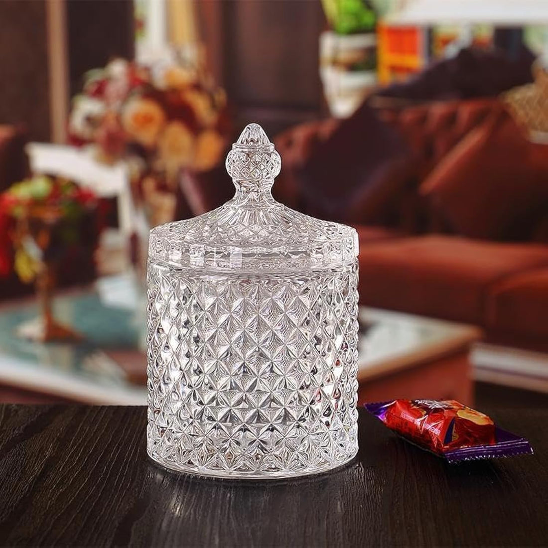 Crystal Diamond Glass Jar Food Storage Organization Candy Box Sugar Bowl Storage Jar with Lid