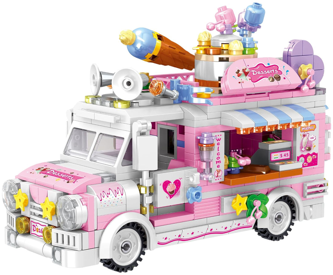 TOYS LAND Dessert Car Building Set, 590 Pcs Building Bricks Construction Vehicles Kit, Mini Blocks STEM Toy Building Set for Children, Birthday Gift for Kids Boys Girls Age 6+Year (Dessert Car)