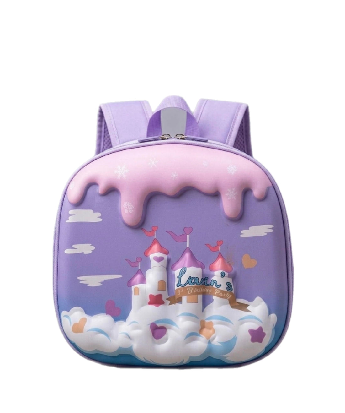 Girls Kids Backpack with 3D Princess Castle Design, Purple, Nursery Bag, 28x27x12 cm