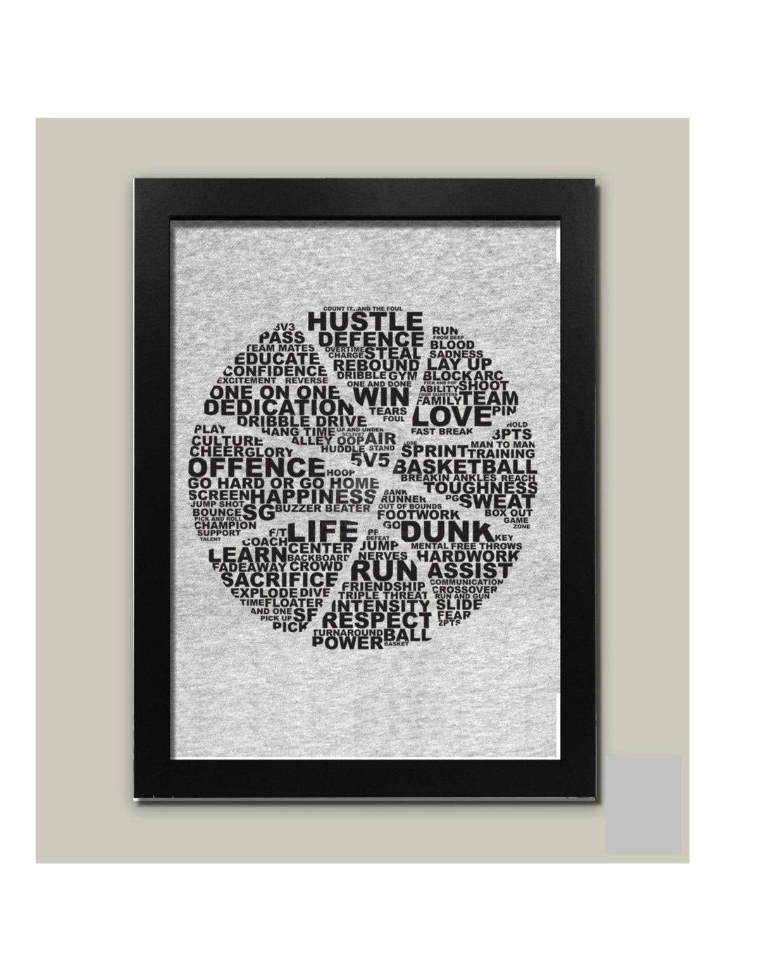 Berwaz Lab BZL27-24322-BK Basketball Wooden Frame with Glass - Black
