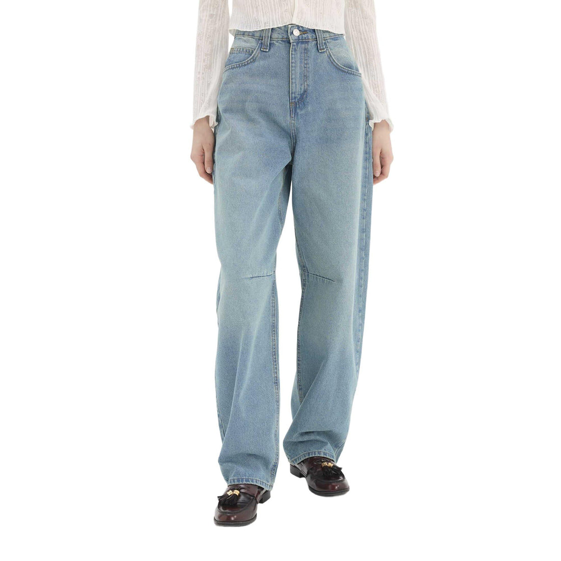 DeFacto Woman Baggy Special Collection Denim Trousers D6625AX,Mid Blue 36