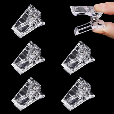 6 Pcs Poly Gel Quick Building Nail Tips Clip Plastic Transparent Finger Extension UV LED Builder Finger Extension Clip Clear Nail Tips Clips for Quick Building DIY Manicure Nail Art Tool