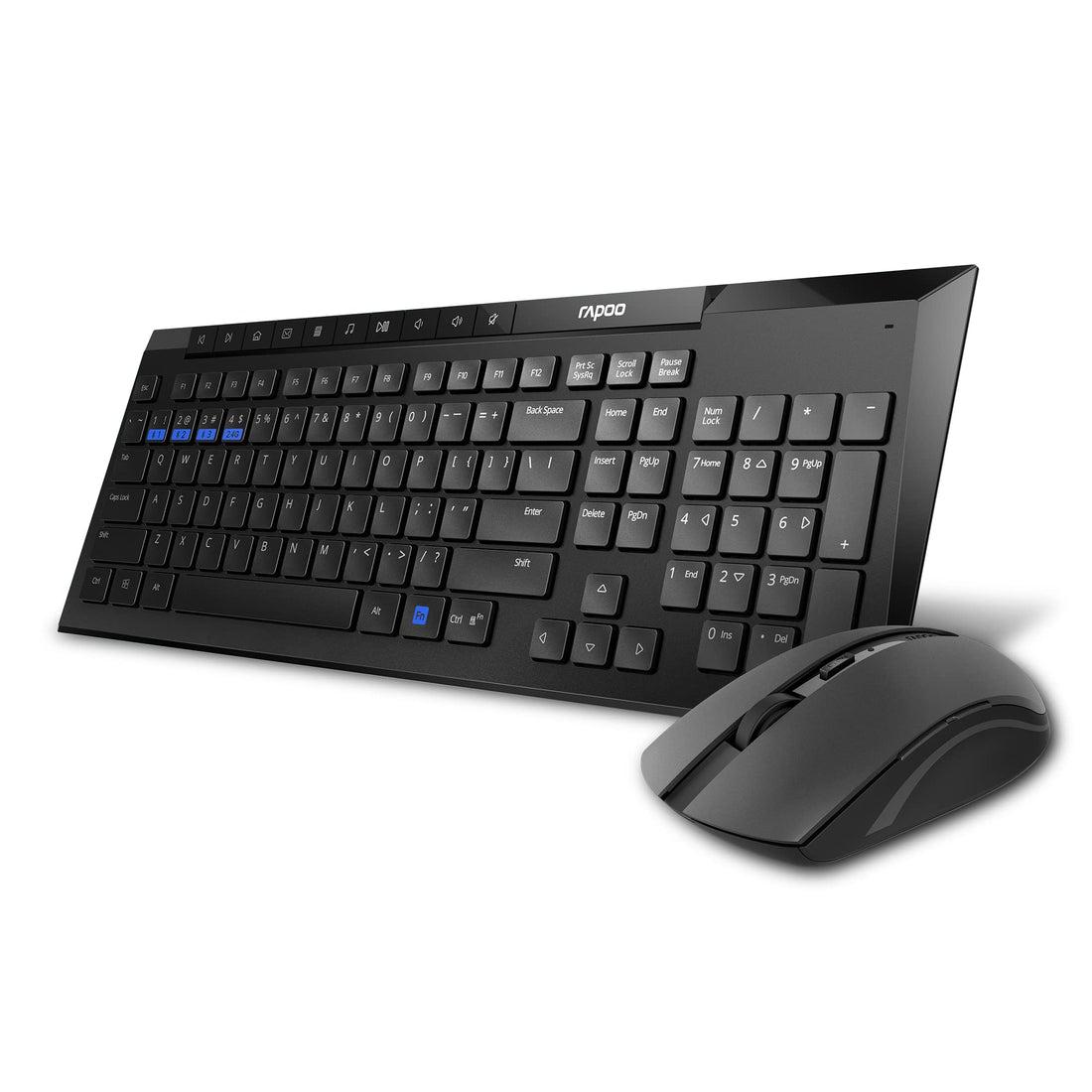 RAPOO 8210M Wireless Keyboard and Mouse Combo, Multi-mode connectivity connect up to 3 Devices simultaneously, BT5.0, BT 3.0 and 2.4 G | Adjustable DPI Optical Mouse English/Arabic Layout(Black)
