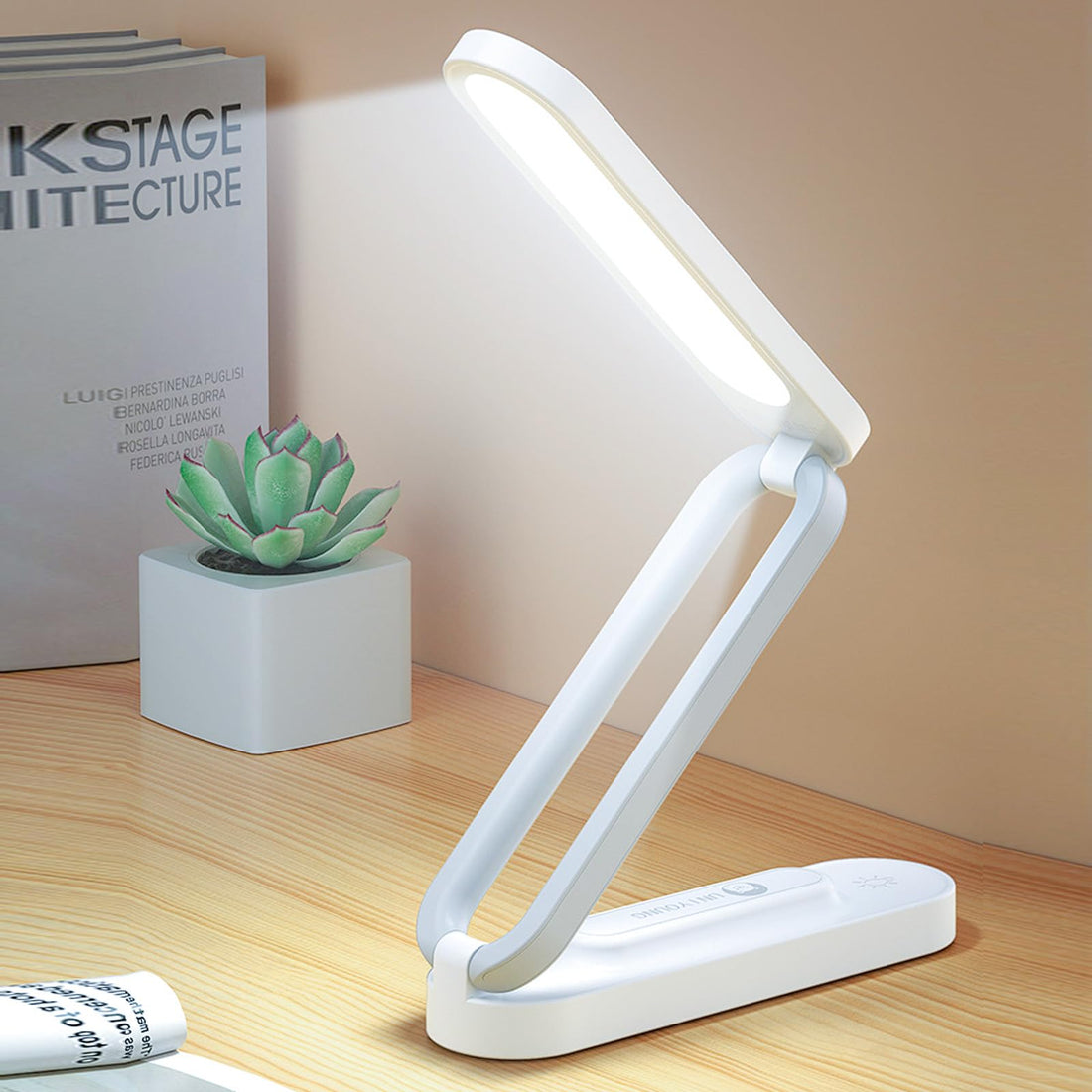Nizirioo Desk Lamp LED Wireless Foldable Table Lamp Dimmable Table Lamp with 3 Brightness Levels Eye-Friendly Table Lamps Reading Lamp USB Rechargeable Touch Control Bedside Lamp