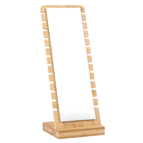 Bamboo Necklace Display Stand - Elegant, eco-friendly wooden organizer for necklaces and bracelets, perfect for retail stores with minimalist aesthetic and durable construction. (White, 1PCS)