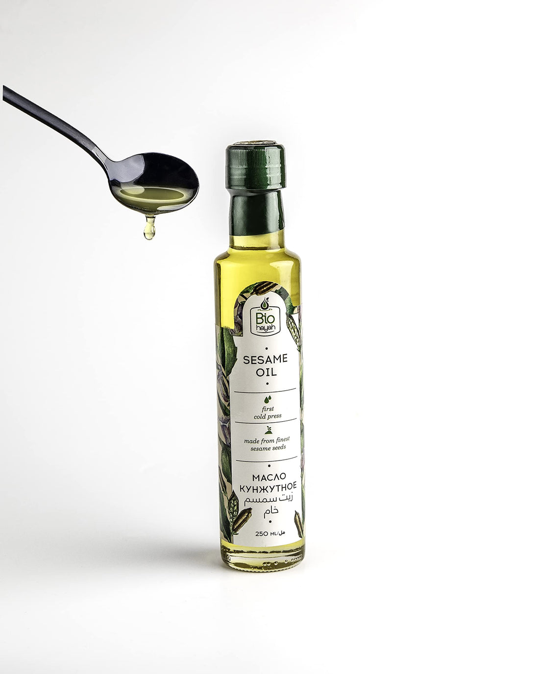 Biohayah Organic unrefined Sesame Seed Oil 100% Natural, Cold Pressed, 8.5 oz