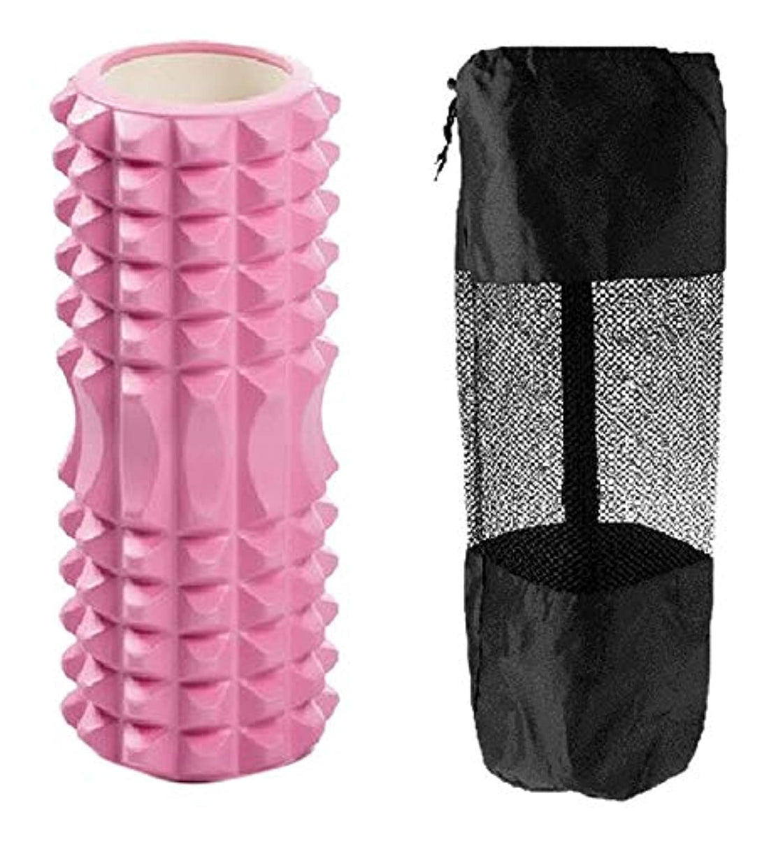 Yoga Massage Foam Roller With a Carrying Bag Moon Shaped - Light Pink