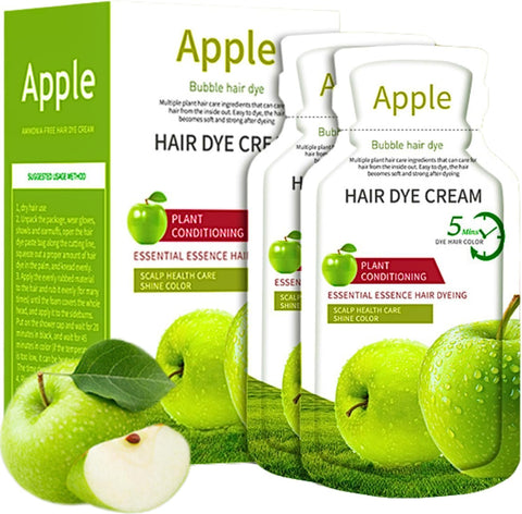 Paporich Apple Hair Color, Long Lasting Shampoo Type Apple Hair Dye, Organic Hair Color Apple Dye Cream - 10 Sachets x 30ml (chestnut brown)