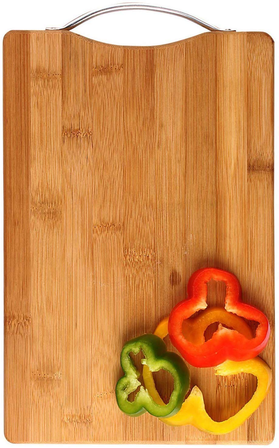 SKIT Bamboo Wooden Chopping Board (38 X 28 X 1.8 cms, Large) for Kitchen with Metal Handle, Vegetable Cutting Board for Kitchen Items, BPA Free, Eco-Friendly, Anti-Microbial