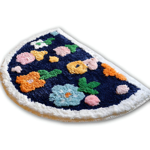 Microfibre Rug - Washable Semi-Circular Non-Slip Rug for Living Areas, Super Absorbent and Soft, Children's Room 40 x 60 cm (shape 1)