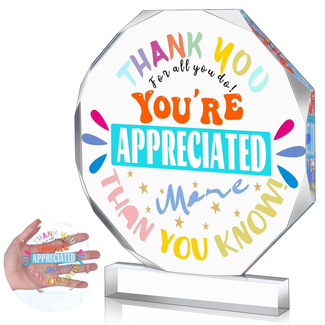 Appreciation Acrylic Award 4.72" x 4.72",Large Appreciation Trophy Employee Trophies Acrylic Award Gifts for Employees Coworkers Team End of Year Gifts(Medal)