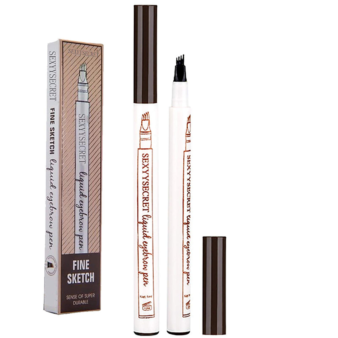 Eyebrow Pen - 4 Point Pencil, Long Lasting Waterproof Contour Makeup for Natural Eyebrows (1#Dark Brown)