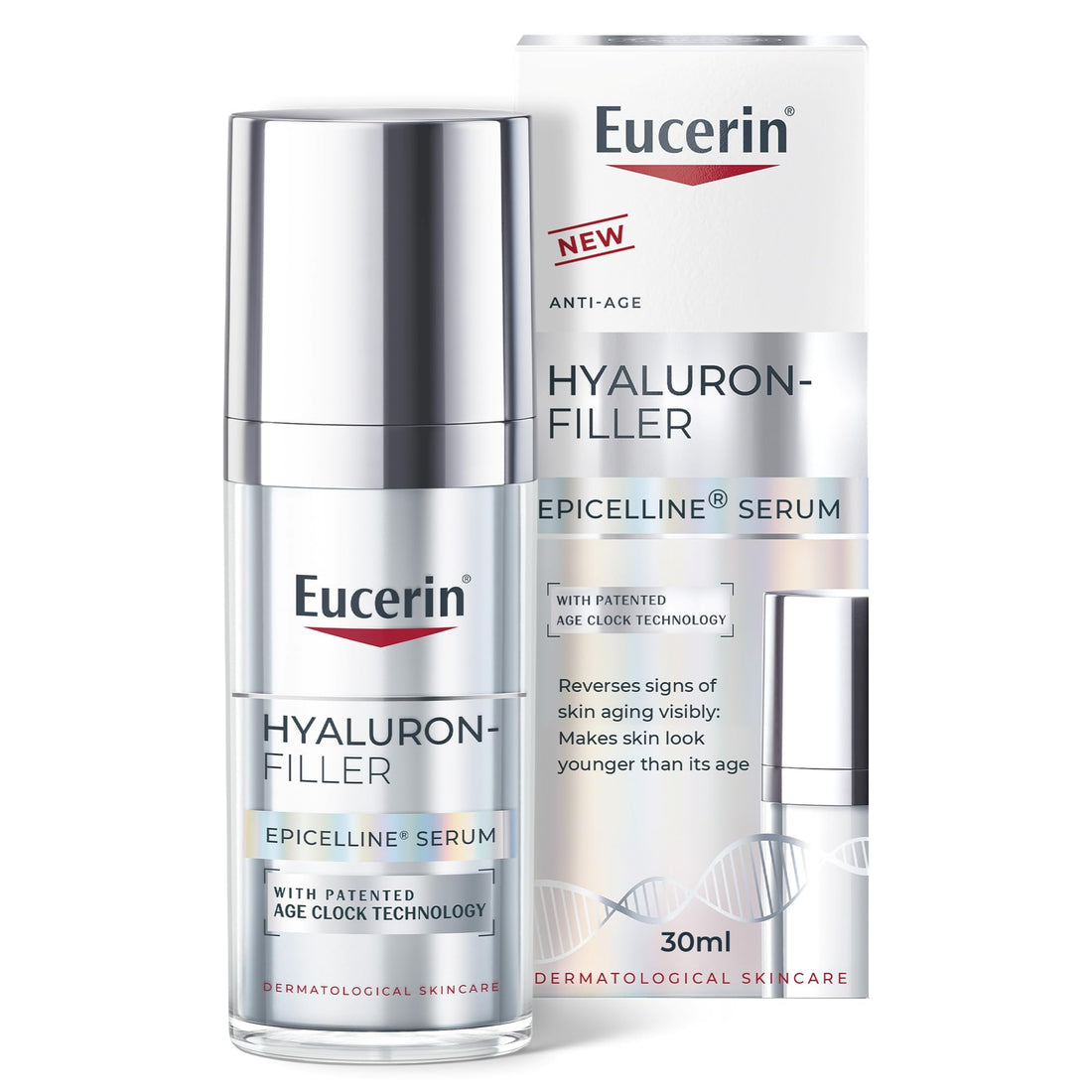 Eucerin Hyaluron-Filler Anti-Age Epicelline Serum, with Patented Age Clock Technology, Visibly Reverses 10 Signs of Skin Aging, for Younger-Looking Skin, Dermatologically Tested, 30ml
