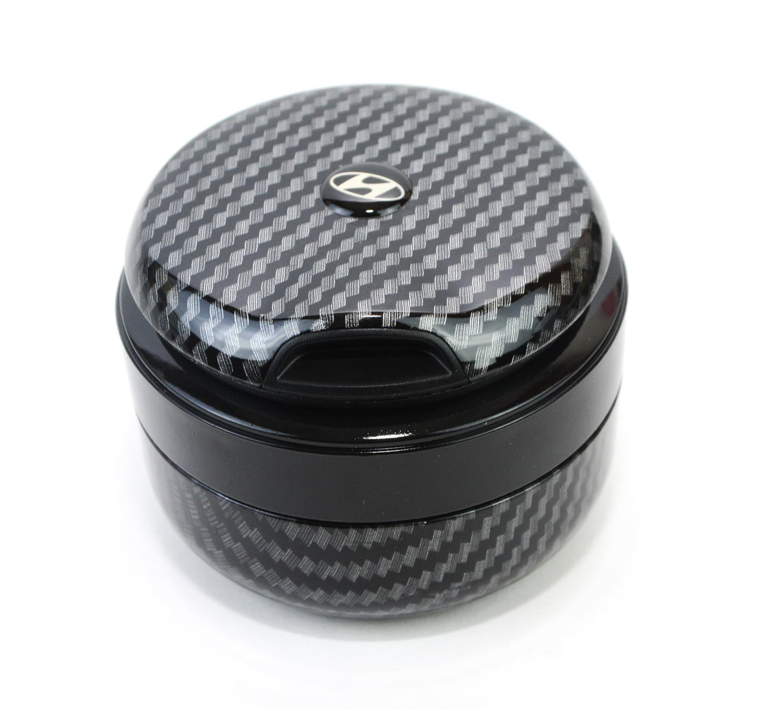 generic Carbon Car Ashtray with Lid Easy Clean Up with ceramic liner car cup and Blue Led - Huyndai
