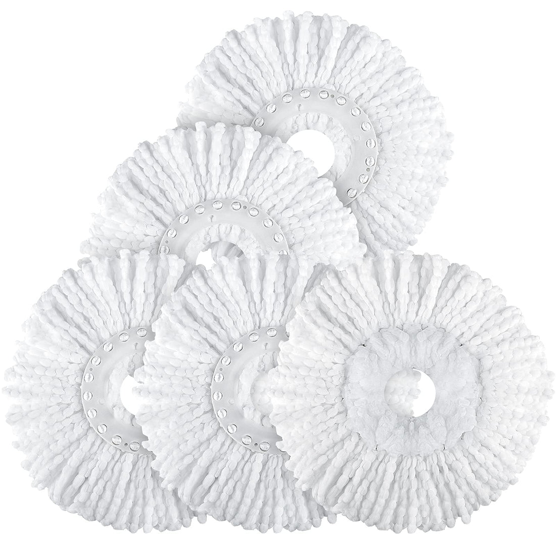 Spin Mop Replacement Head 5 Pack - Magic Refill for Hurricane 360° Systems, Microfiber Head, Round Shape Standard Universal Size