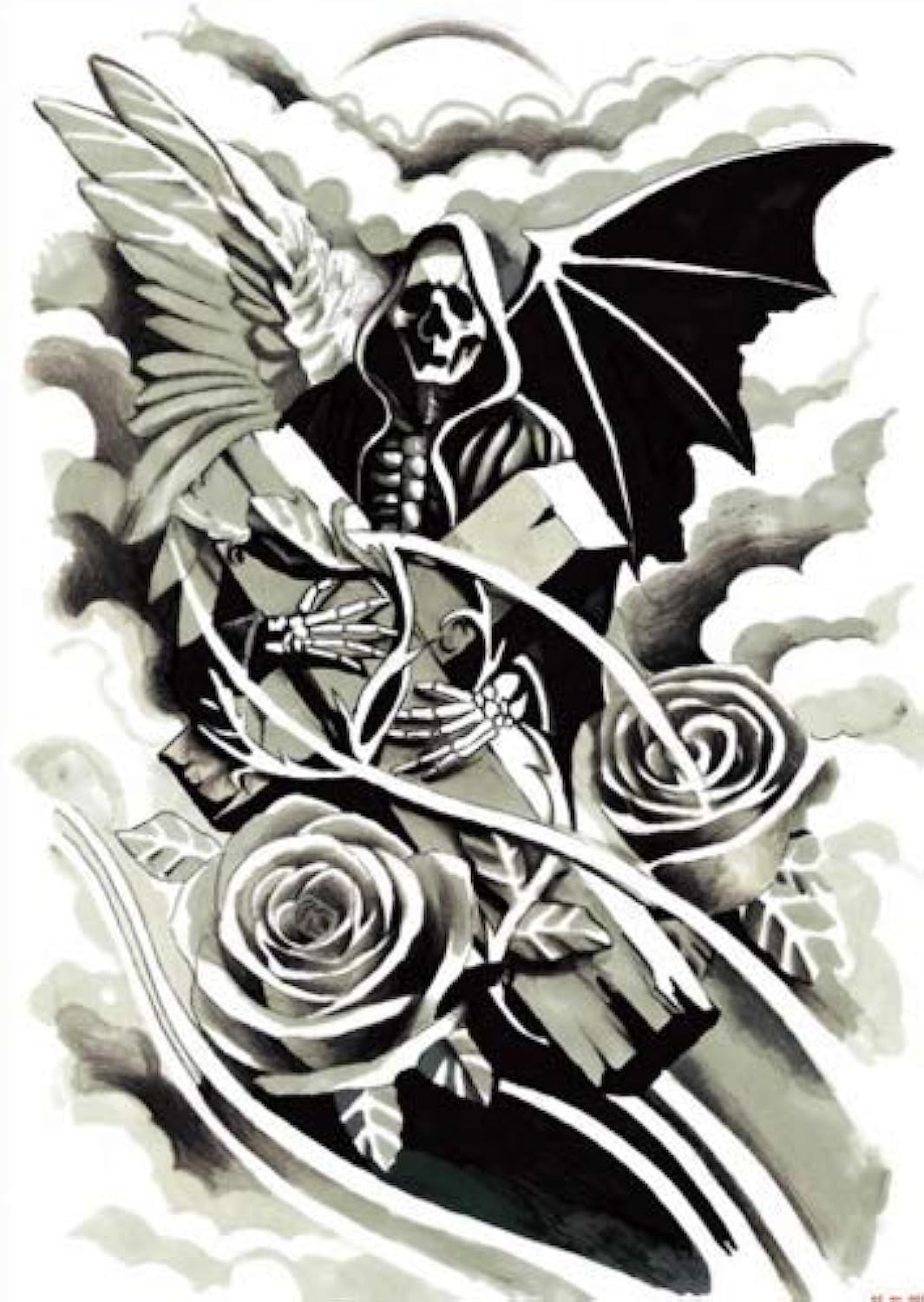 48x34cm large tattoo stickers new designs Dark angel buddha temporary flash tattoos full back body paint cool men