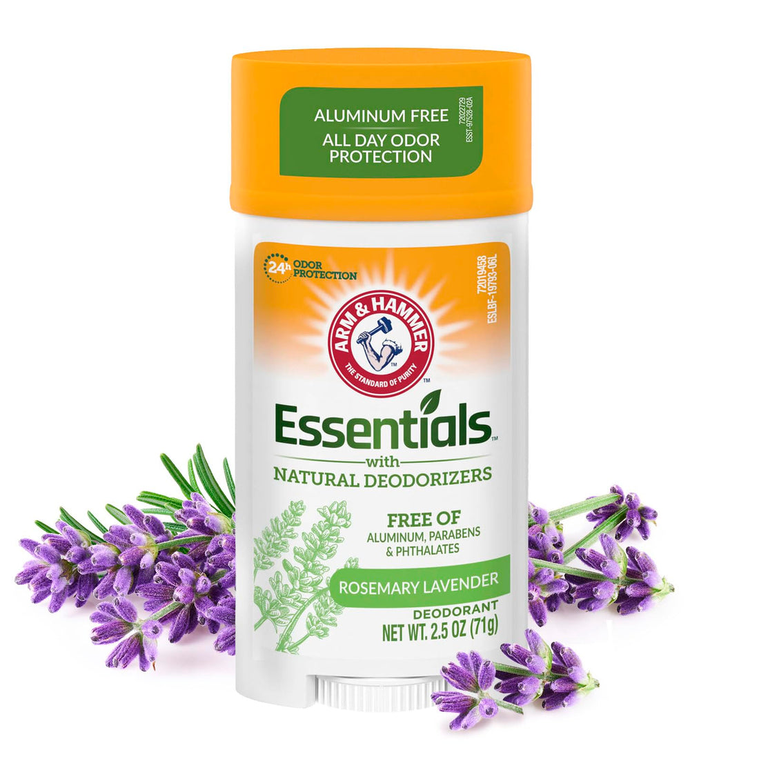 Arm & Hammer Essentials Natural Deodorant in Lavender Bar, 2.5 oz, Controls and Protects from Bad Odor for 24 Hrs. Underarms Fresh Without Aluminum, Parabens, Phthalates - Unisex