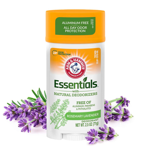 Arm & Hammer Essentials Natural Deodorant in Lavender Bar, 2.5 oz, Controls and Protects from Bad Odor for 24 Hrs. Underarms Fresh Without Aluminum, Parabens, Phthalates - Unisex