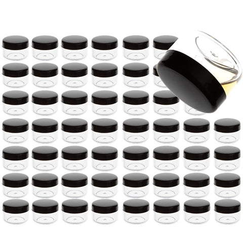 3gram/ 5gram/ 10gram Cosmetic Containers with Lids Sample Gram Plastic Containers Lotion Jars with Black Lids, 5g-50pcs-new