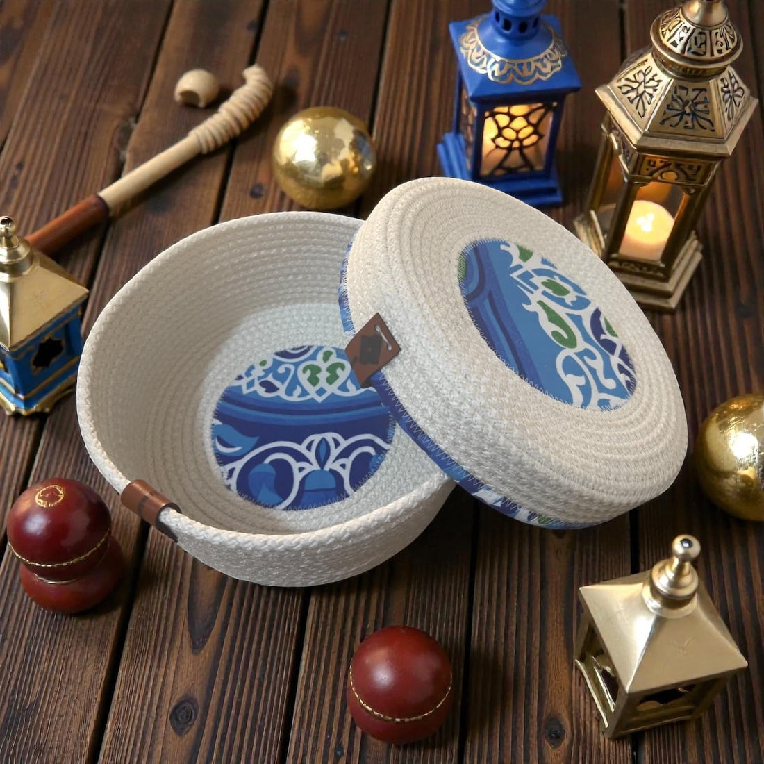 Ramadan Basket with lid,(10×22×10),from woven it