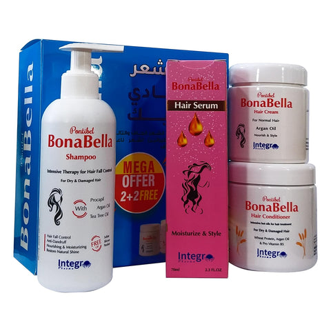 Bonabella Set For Normal And Thick Hair ( Shampoo, Serum, Protein Conditioner, Agan Oil Cream)