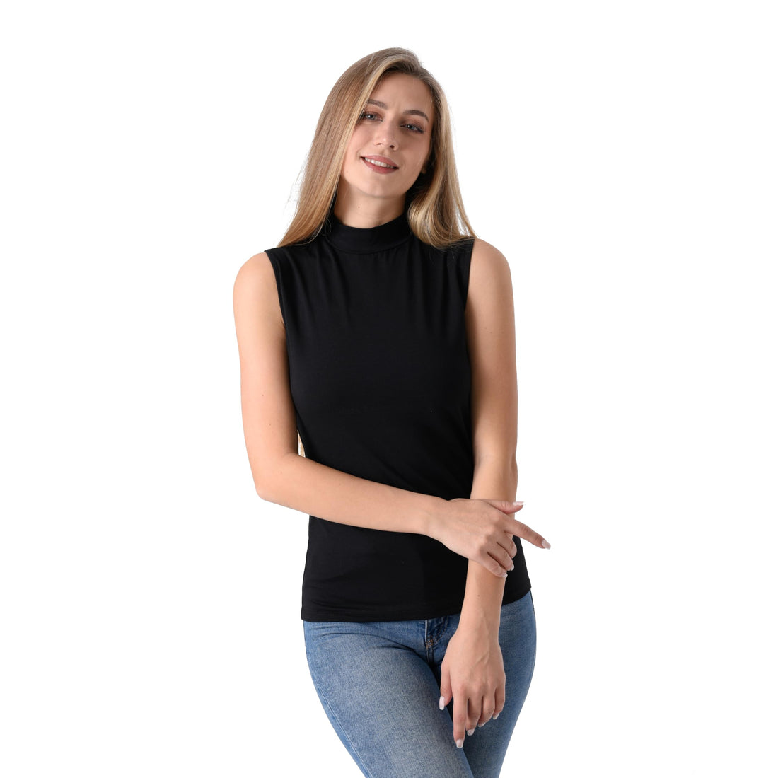 Milk Cotton High Neck Cut Body Top for Women