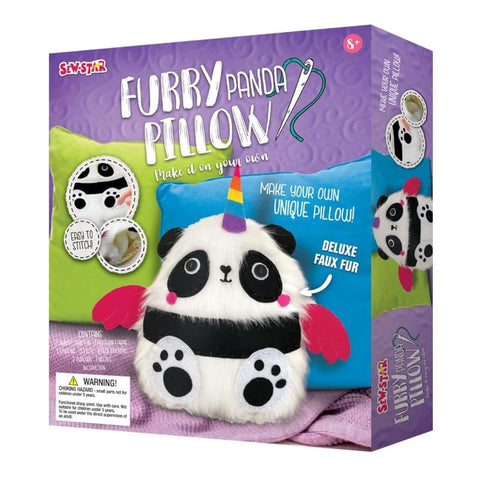 Sew Star Pillow-Furry Panda - Make it on your own DIY for kids SS-19-062, 8+ boy toys, girl toys, birthday gift, Christmas gift, growth, fun, for kids.