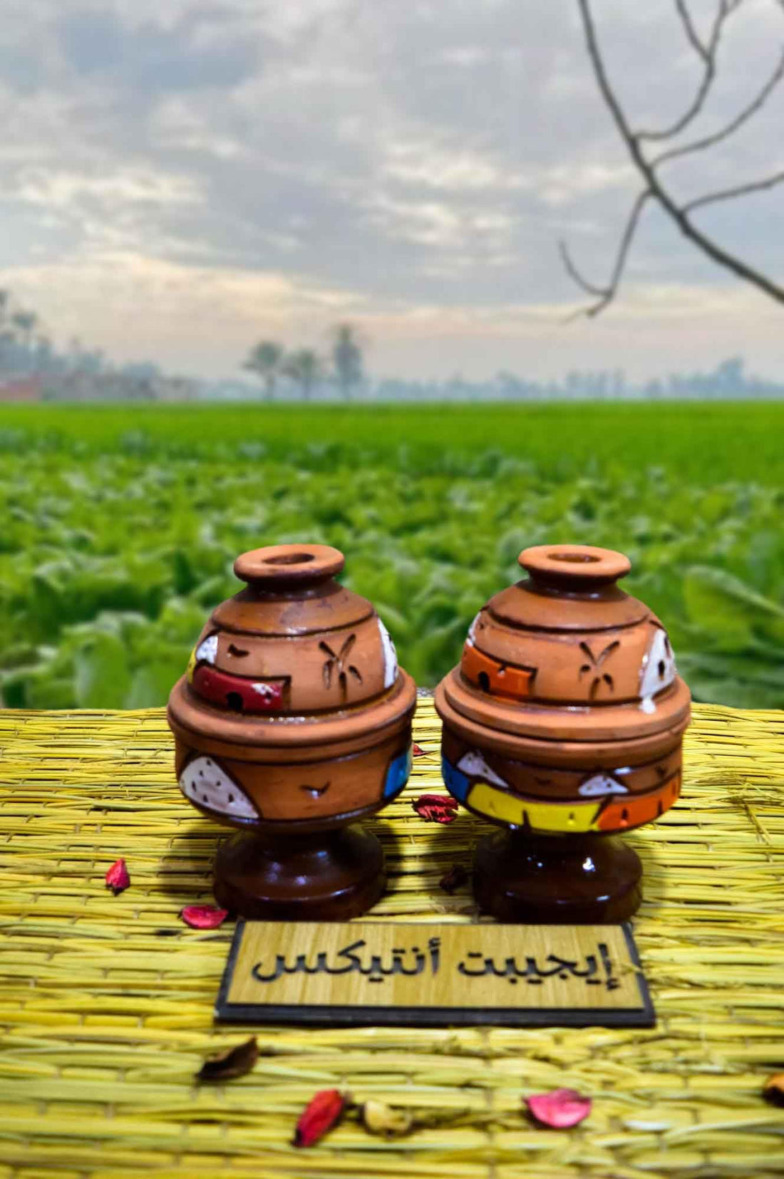 Incense Burner Healthy Pottery Colorful Natural Colors Egyptian Handmade 100% Egyptian Handmade by Egypt Intex