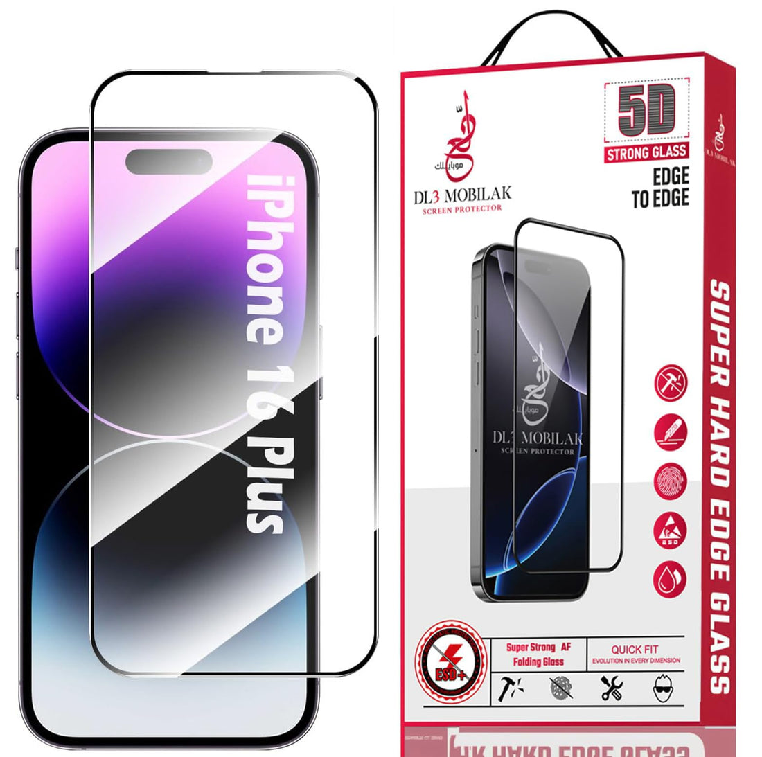 Dl3 Mobilak for iPhone 16 Plus 6.7-Inch Tempered Glass Screen Protector, 9H Hardness Anti-Scratch Tempered Glass flim, Case Friendly,Anti-Scratch For iPhone 16 Plus