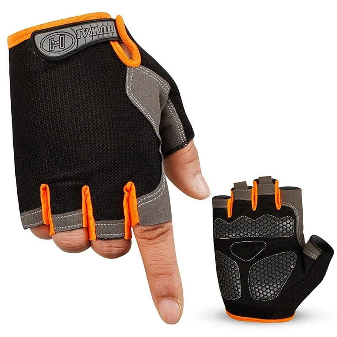 Half finger fitness gloves home gym weight loading cycling gloves (x-large, orange)