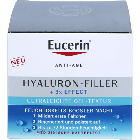 Eucerin Hyaluron-Filler Booster Night Moisturising 50 ml, Anti-Wrinkle Moisturizing Face Cream 72h, Hyaluronic Acid Face Cream for a Regenerated Face When Waking, Night Face Cream for All Skin Types