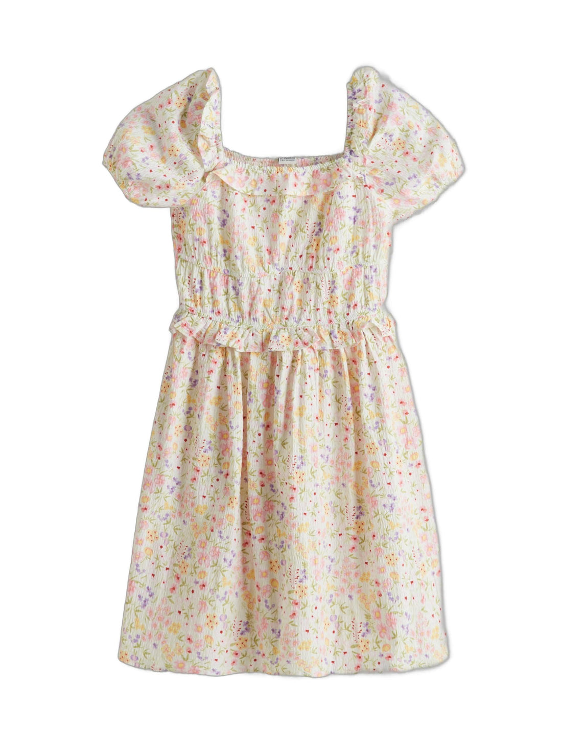 LC WAIKIKI S5FA00Z4-LRP-1 Kids Seersucker High Cotton Content Square Collar Regular Dresses - Girls