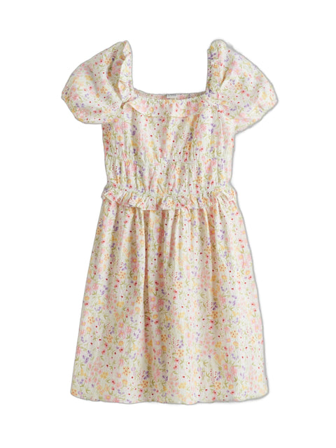 LC WAIKIKI S5FA00Z4-LRP-1 Kids Seersucker High Cotton Content Square Collar Regular Dresses - Girls