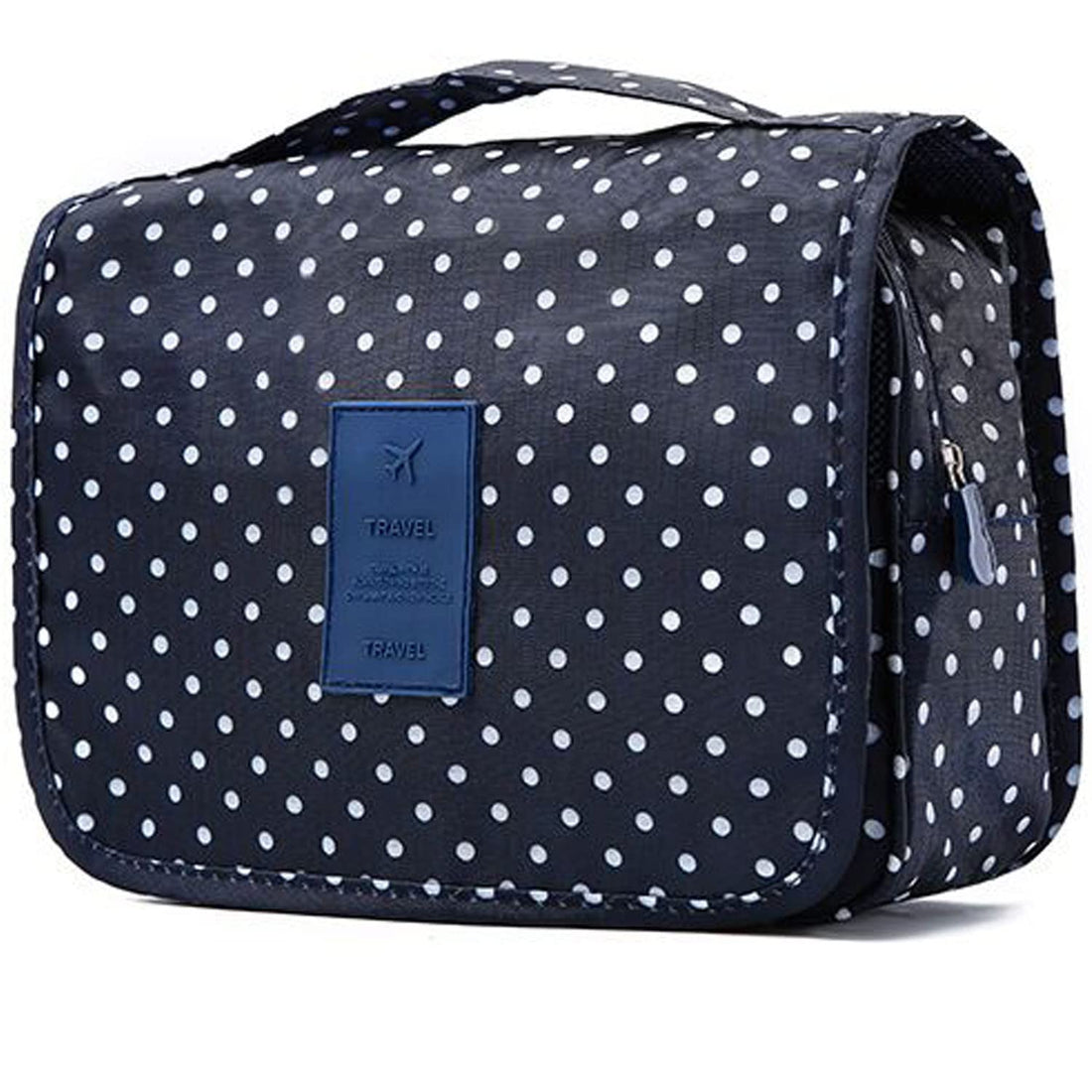 Travel Toiletry Bag, Hanging Toiletries Wash Bag Makeup Cosmetic Organizer Bags for Women Girls Kids Waterproof Foldable (Polka Dots)