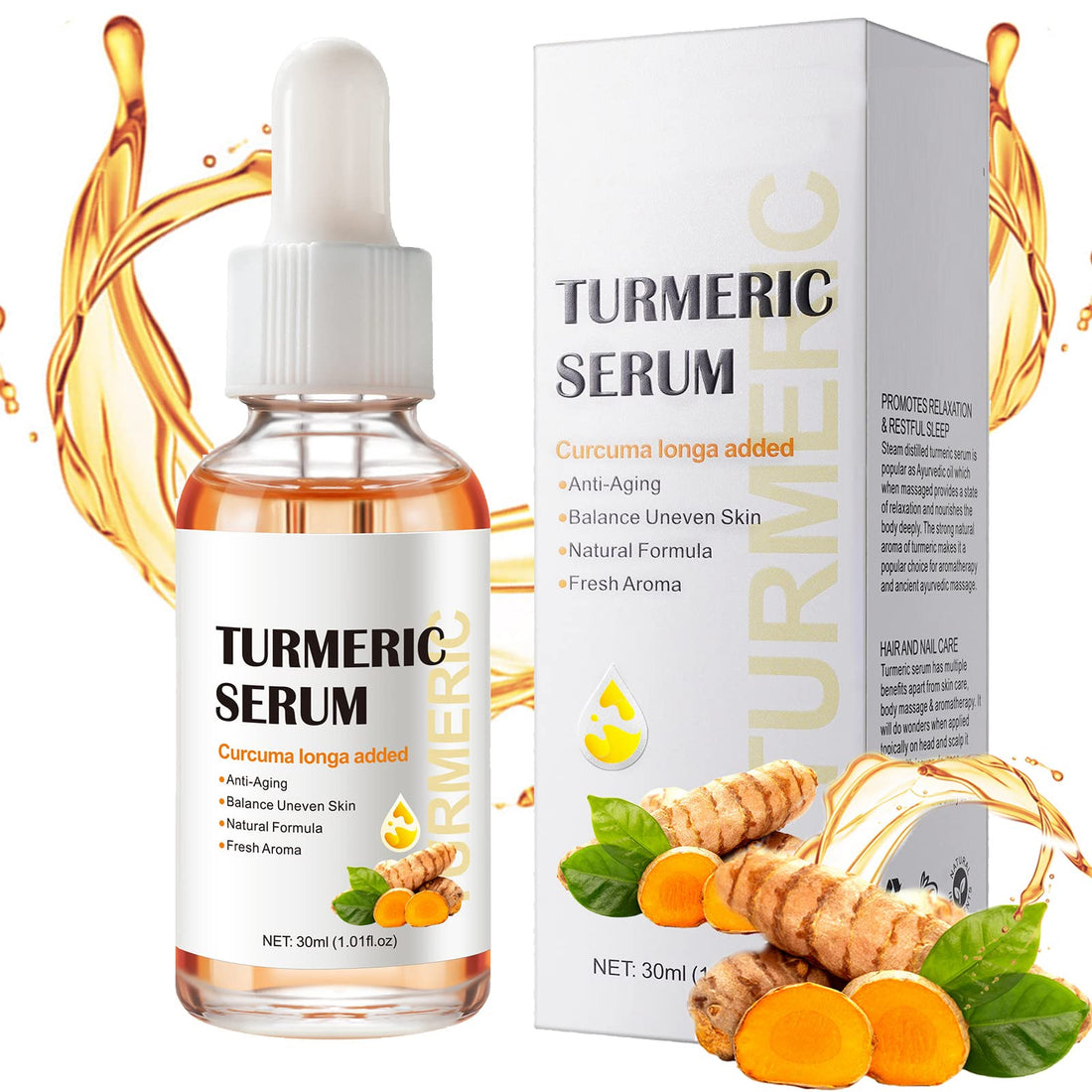 Turmeric Face Serum,Dark Spot Corrector Remover For Face,Natural Turmeric Oil Skin Care,Fights Acne,Heals Scars,Brightening Skin Face Care Lighten Dark Spots Moisturizing Erase Fine Lines (1PCS)