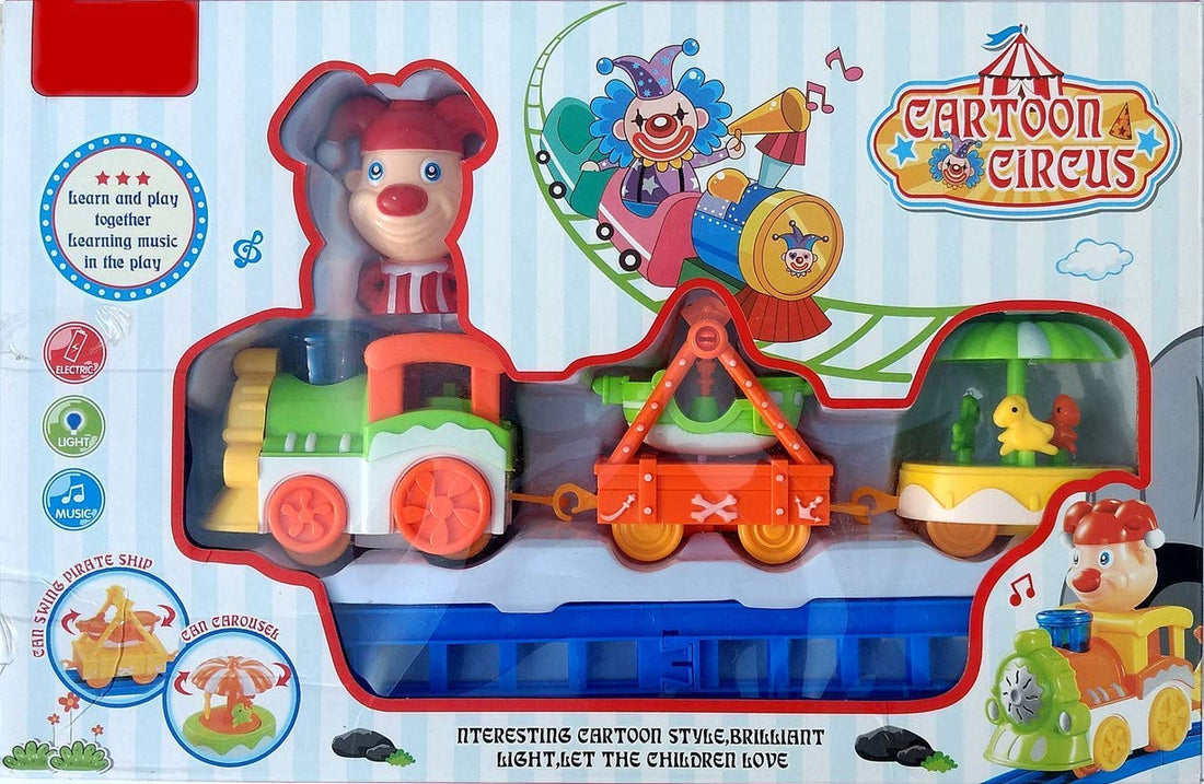 Cartoon Series Circus Train Toy; Railgadi Track for Kids with Track Lights and Musical (Train Set with Tracks)