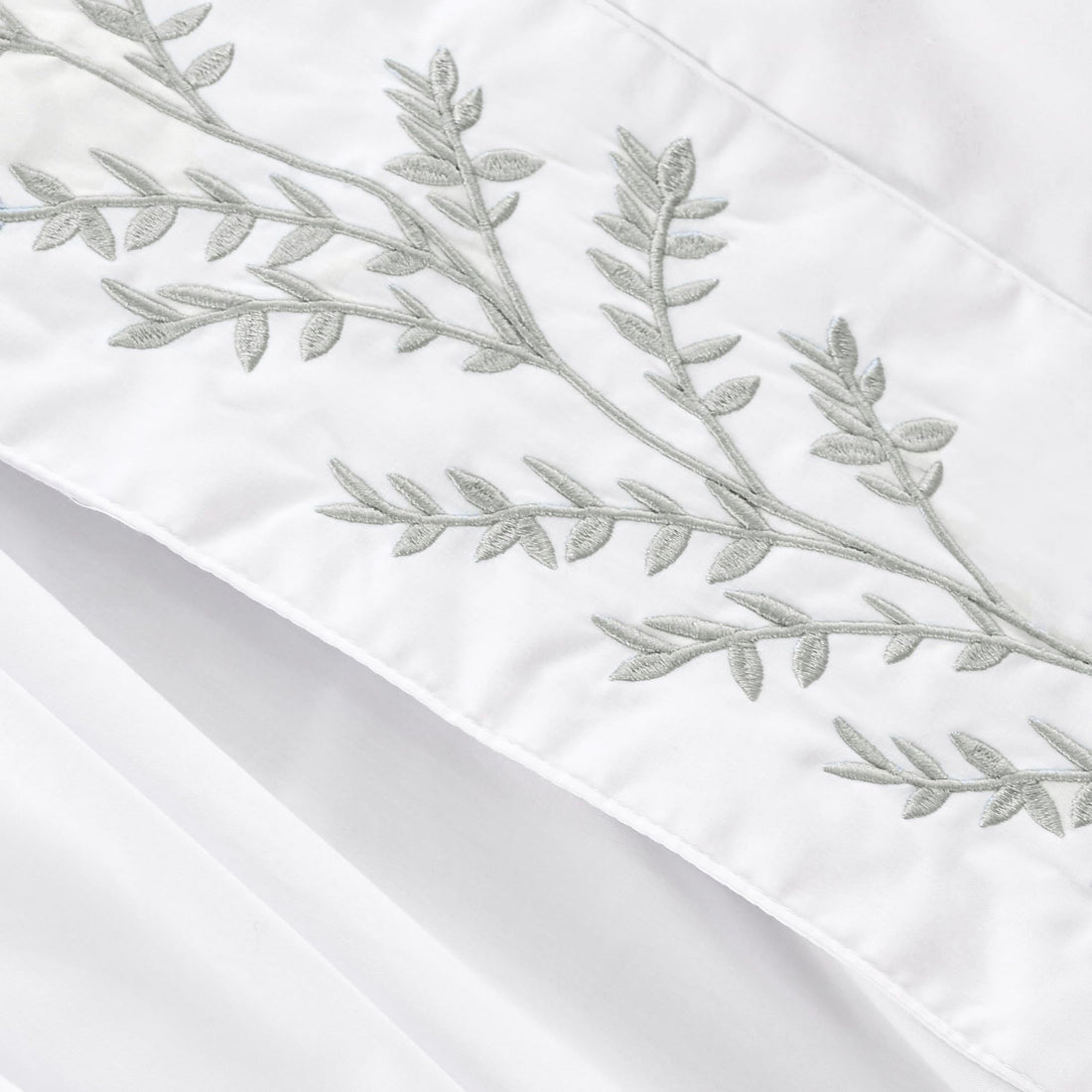 Ultra Luxury Pure White Soft Touch Embroidered Bed Sheet Set with Elegant Design and Premium and Long-Lasting Comfort – 3 Pieces Collection – Olive embroidery
