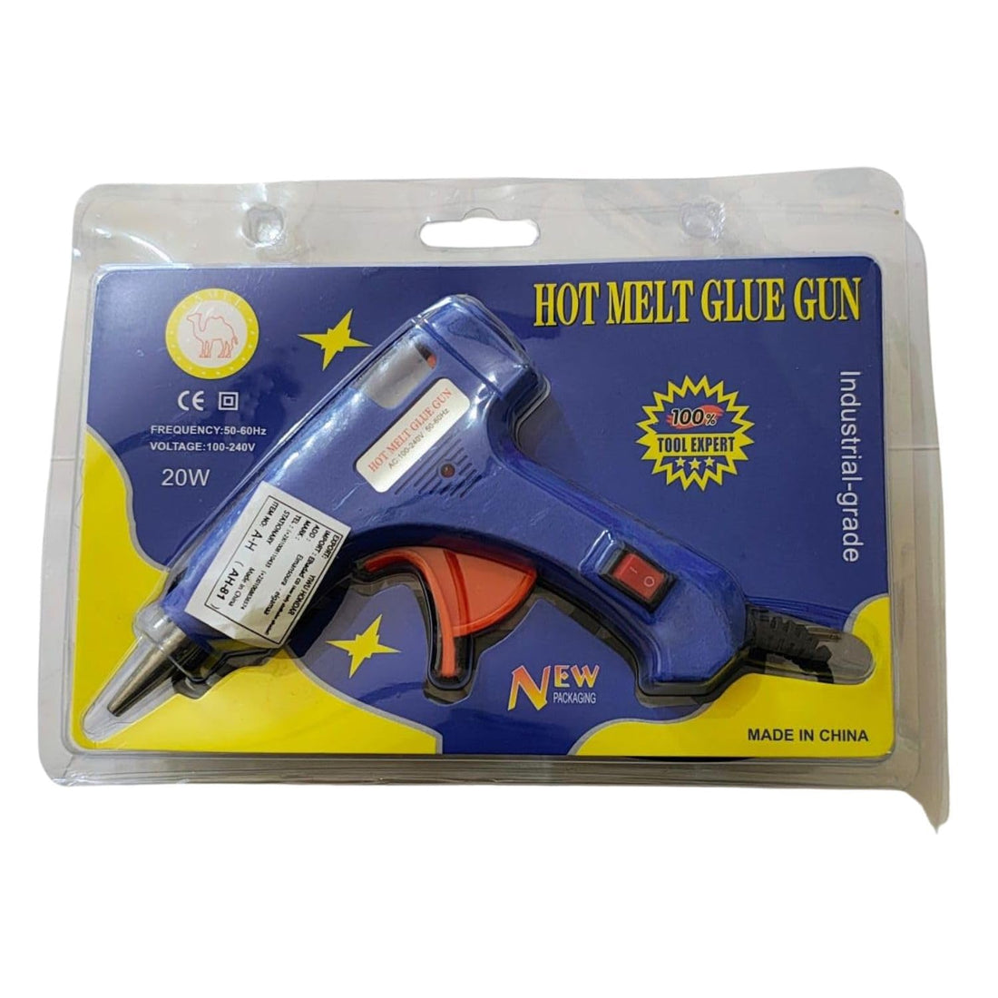 Hot Melt Glue Gun, 20W, 100-240V, Industrial Grade, Blue
