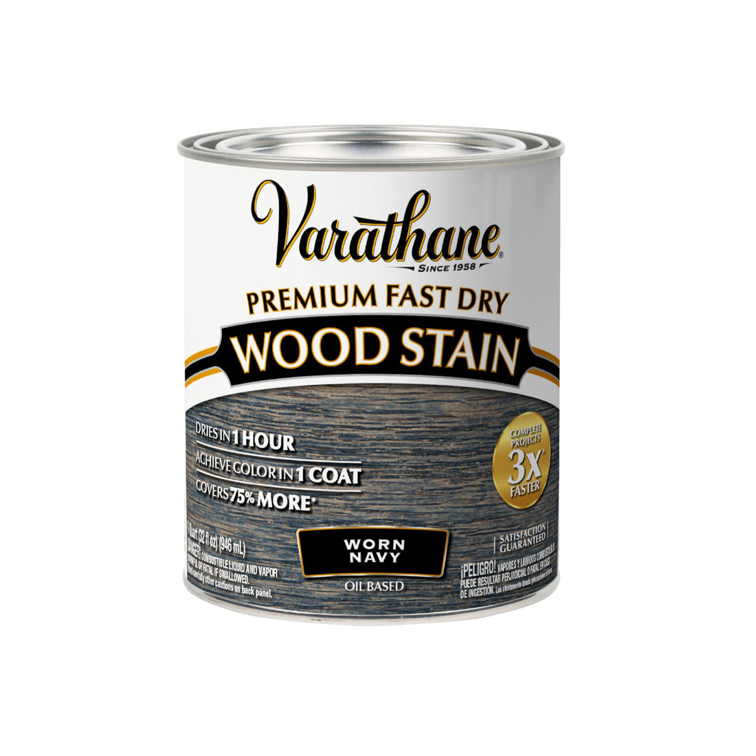 Rust-Oleum Varathane 297428 Premium Fast Dry Wood Stain Worn Navy Qt