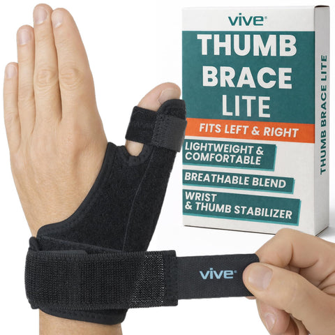 Vive Thumb Brace & Wrist Stabilizer (Fits Left and Right) - Thumb Spica Splint for Arthritis, Tendonitis, and De Quervains - Support Wrap for Men and Women - Pain Relief for Carpal Tunnel and Sprains
