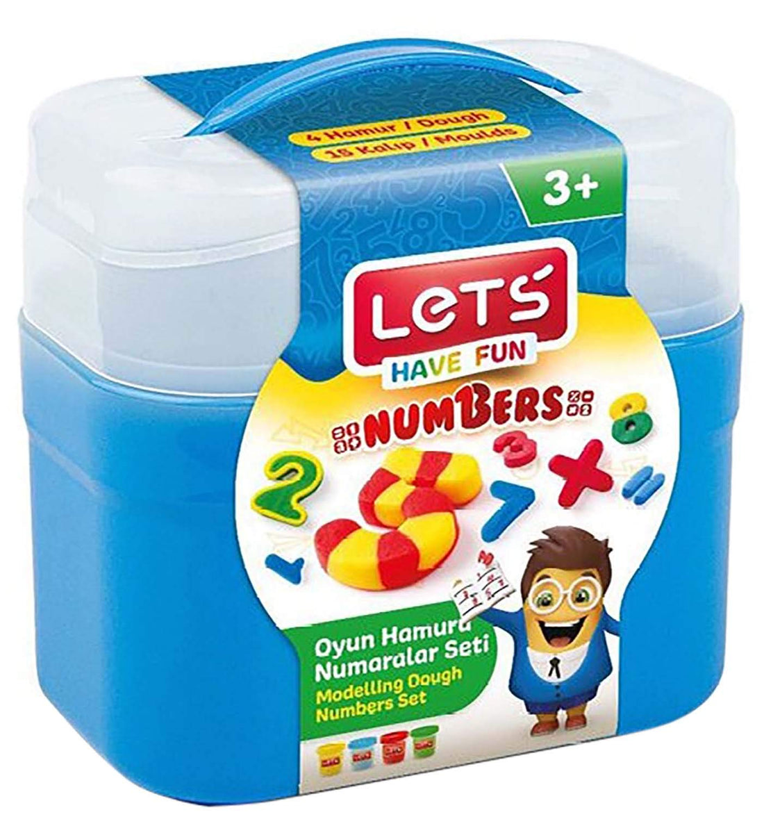 LETS Numbers Set 19 PCs 15 Pcs Modelling Moulds 4 Pcs 75 G. Modelling Dough (Play Dough: 300 G.)