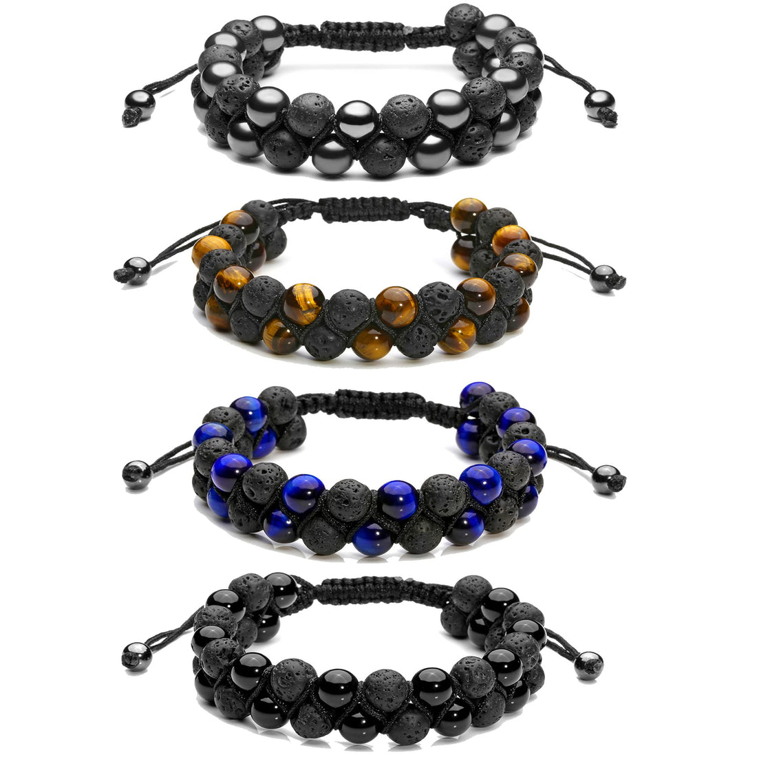 Top Plaza Men Women 8mm Lava Rock Stone Aromatherapy Essential Oil Diffuser Bracelet Braided Rope Natural Stone Yoga Beads Bracelets