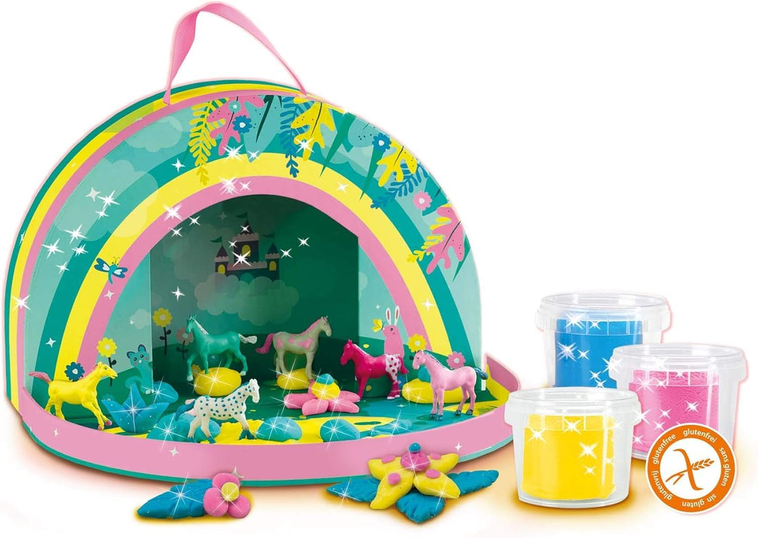 SES Creative Play suitcase glitter horse world 1x play case 6x horses 3x glitter clay